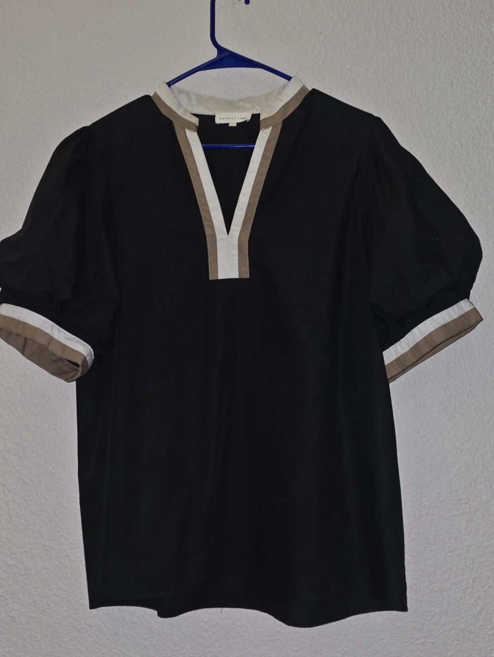 entro Black Tunic with White and Tan Trim